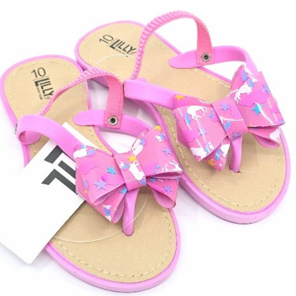 Pink Sandals with Unicorn and Stars Bow